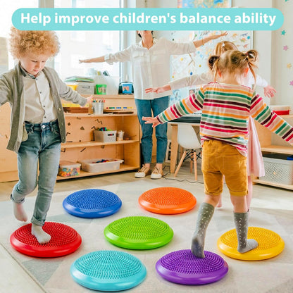Amylove 6 Pcs Wiggle Seat Inflated Wobble Cushion for Sensory Kid 13 Inch Balance Disc Kids Flexible Seating Exercise Sensory Pad Chair Cushion for Classroom Office School (Bright)