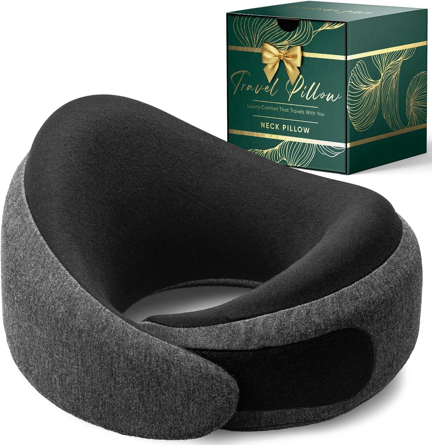 Proglobe Travel Neck Pillow for Airplanes, Long Haul Flight Kit, Grey