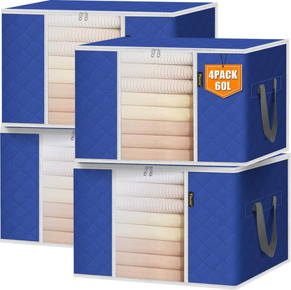 BALEINE Clothes Storage Bags, 24 Gallon Storage Containers with Reinforced Handle, Sturdy Zipper, Closet Organizer for Blanket, Comforter, Pillow, Bedding (Brown)