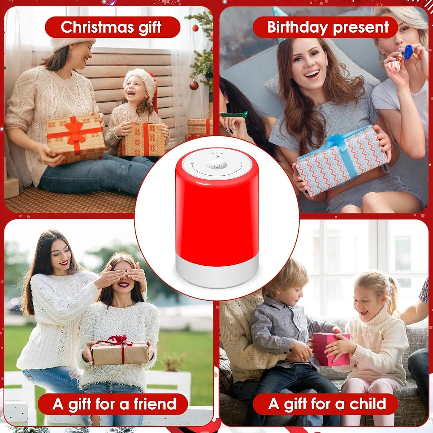 Red Light Therapy Sleep, Red Night Lights With 670nm Wavelength, Touch Control with 3 Distinct Color Modes, For Support Deep Relaxation and Improve Sleeping for Adult & Kid Bedroom, Gift