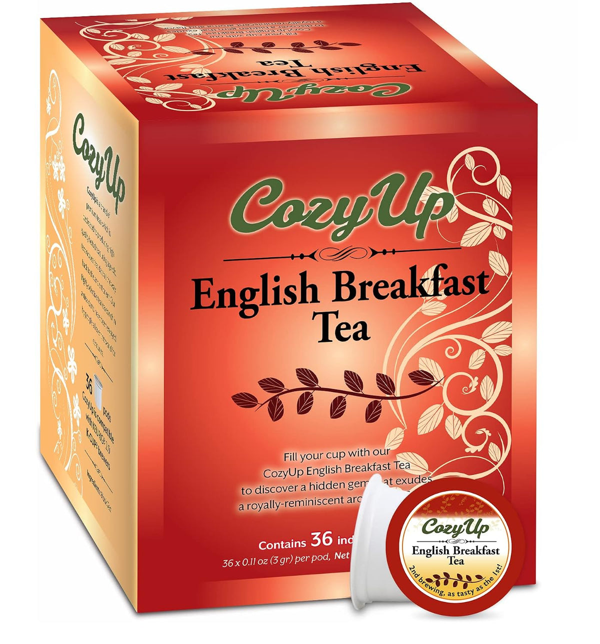 Cozy Up 36-Count English Breakfast K-Cup Tea Pod, Compatible with Keurig