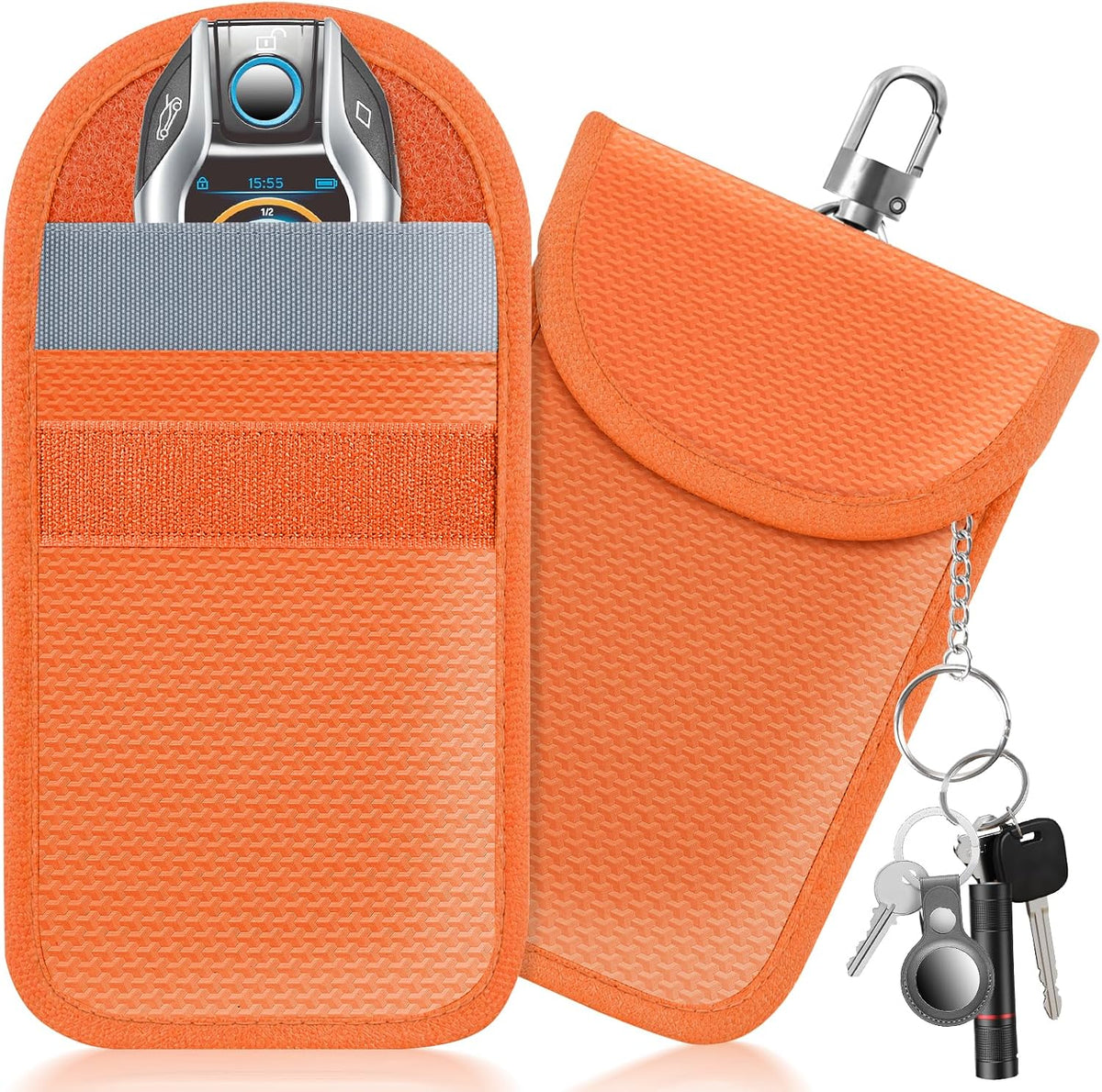 Faraday Pouch for Car Keys, Faraday Bag, Car RFID Signal Blocking Holder, Key Fob Protector, Key fob cage Block Signal Anti-Theft Fob Case (2 Pack)