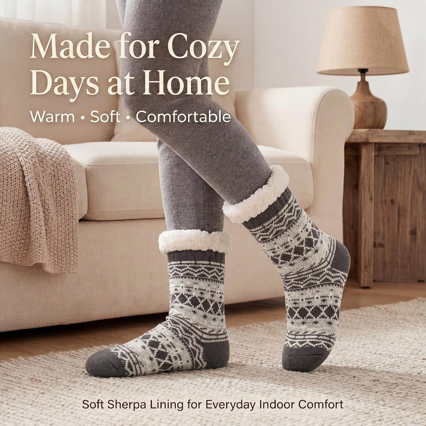 Cozylook Fuzzy Slipper Socks for Women with Grips Warm Cozy Soft Non-Slip Winter Socks Cozy Gift Idea