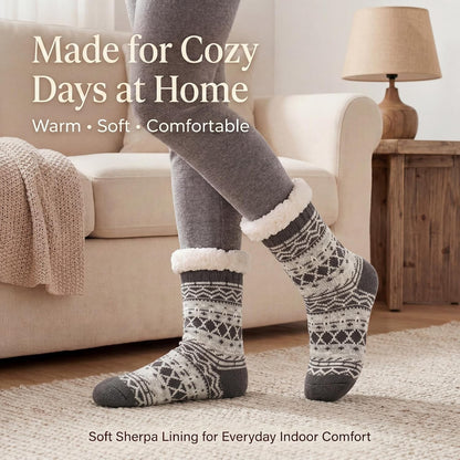 Cozylook Fuzzy Slipper Socks for Women with Grips Warm Cozy Soft Non-Slip Winter Socks Cozy Gift Idea