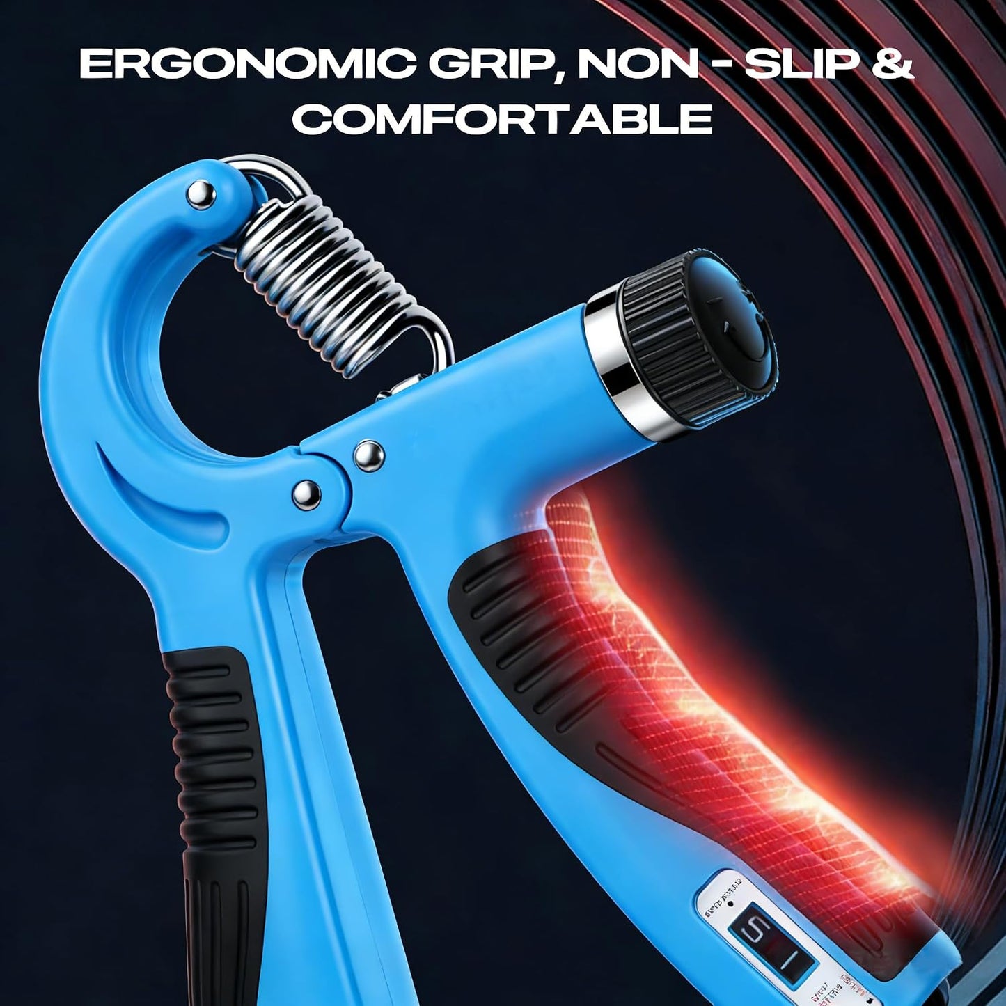 JTHEW Grip Strength Trainer - Adjustable Resistance 11-132lbs/5-60kg Hand Gripper & Forearm Strengthener Device with Smart Counter for Sports & Rehab