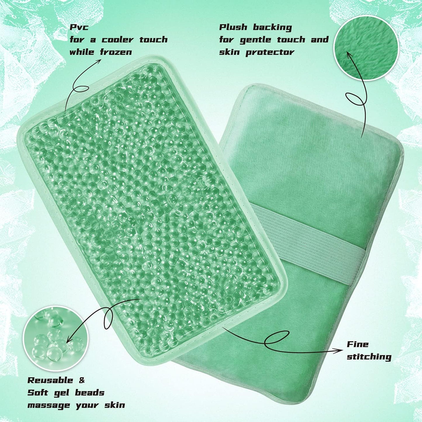 Gel Beads Ice Pack Ice Bag with Strap-1 Pack Reusable Hot & Cold Pack Compress for Knee, Shoulder, Foot, Back, Ankle, Neck, Hip, Elbow, Wisdom Tooth-7.76''x4.93''(Blue)