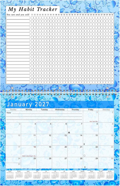 2027 Monthly Desktop/Wall Calendar/Planner - Habit Tracker - Daily, Weekly & Monthly Goal Motivational Habit Tracking Journal Inspirational - (Edition #019)