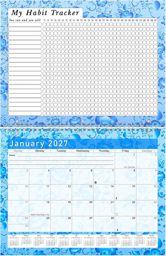 2027 Monthly Desktop/Wall Calendar/Planner - Habit Tracker - Daily, Weekly & Monthly Goal Motivational Habit Tracking Journal Inspirational - (Edition #019)