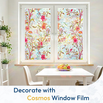 rabbitgoo Rainbow Window Privacy Film, Stained Glass Cling, 17.5" x 78.7"