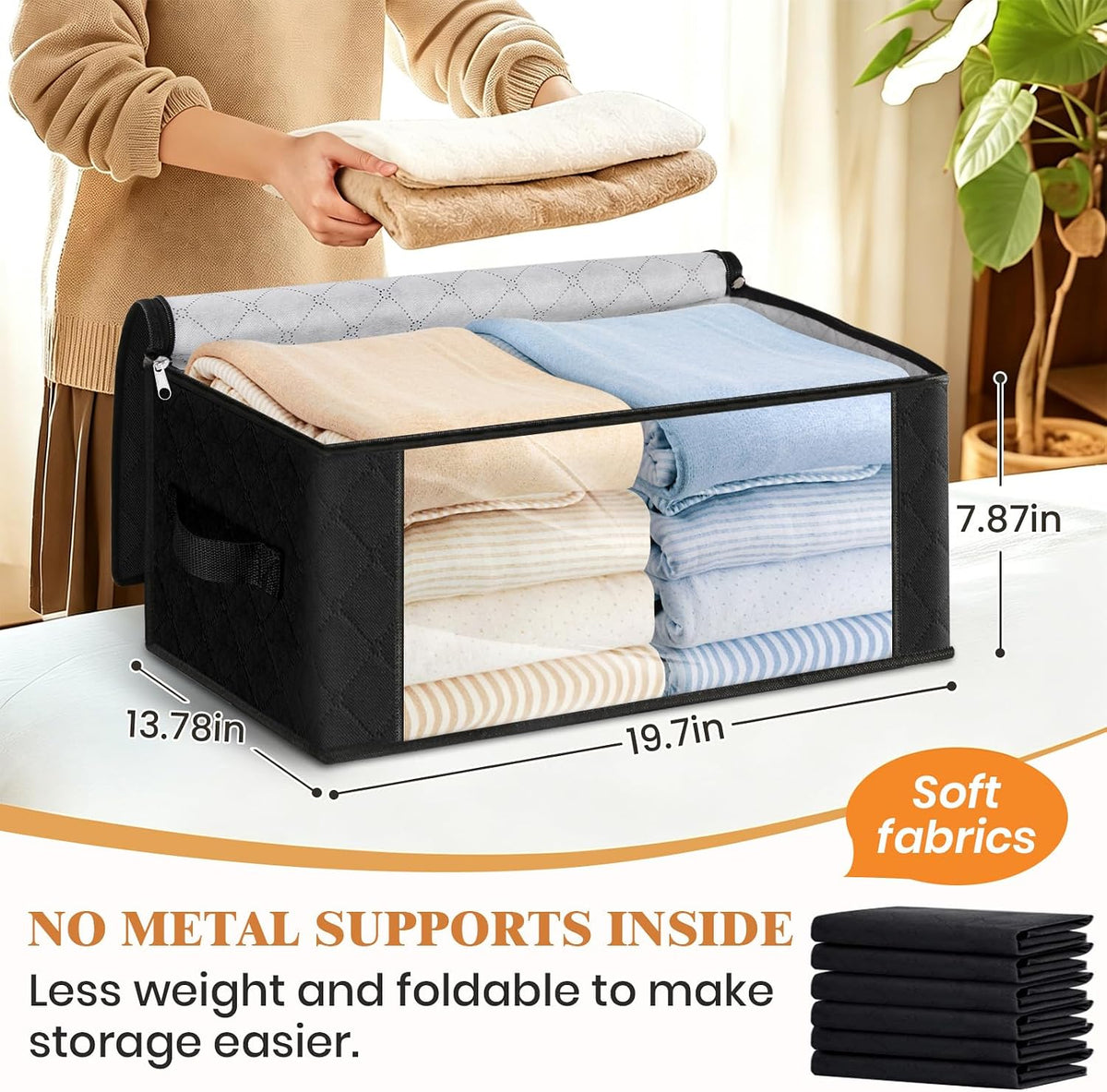 Fab totes Storage Bags for Clothes Blanket Storage Bins with Lids