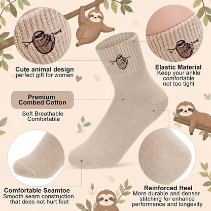 Eurzom 10 Pairs Socks Womens Crew Elastic Ankle Length Cotton Socks Aesthetic Cute Lightweight Low Cut Gifts for Women - Colors A