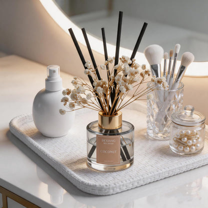 Reed Diffuser Set, Coconut 3.38 fl oz Oil Home Fragrance Bathroom Decor