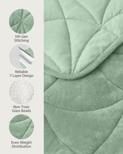Weighted Lap Blanket 7 lbs for Adults, Luxury Soft Small Weighted Blanket, Compact Portable Weighted Lap Pad for Relaxation, Sleeping, Travel, All-Season Use, Forest Green, 40" x 52"