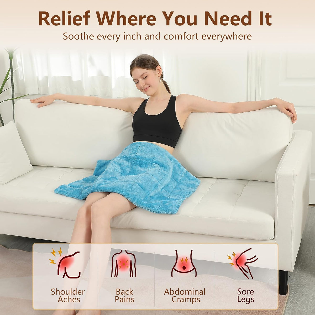 Electric Heating Pad HSA Eligible, Heated Pad for Back Neck Shoulder Pain Relif, Heating Pad for Period Cramps with 2H Auto Shut Off and 4 Heating Levels, 12"x24" Dark Grey
