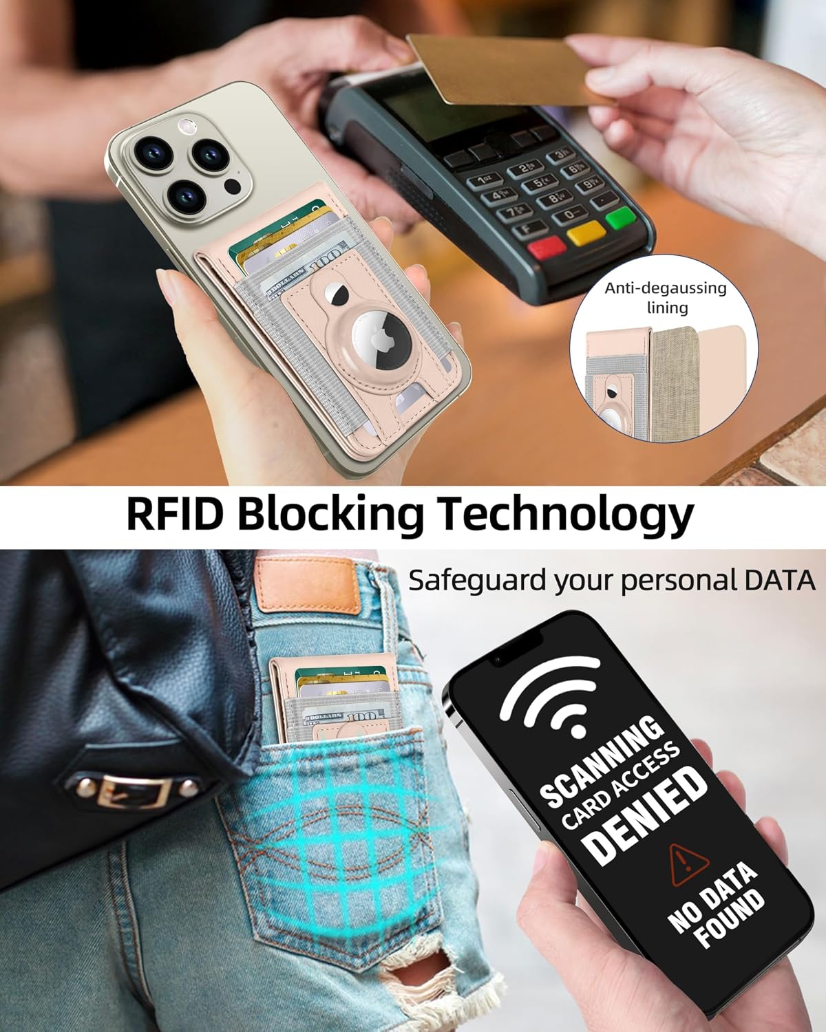 For Magsafe Wallet Stand with Airtag Holder, 10 Cards Holder, RFID Blocking