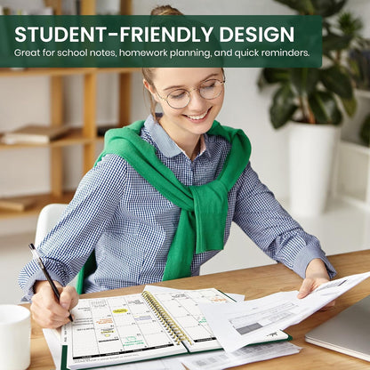 Planner 2026-2027, 8.5" x 11" Weekly and Monthly Academic Year Planner Calendar, July 2026 - June 2027, Hardcover Large School Planning Agenda With Tabs, Perfect for School & Office Supplies, A4, Green