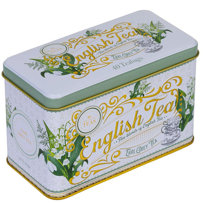 New English Teas Lily of the Valley Tea Tin with 40 Earl Grey Tea Bags