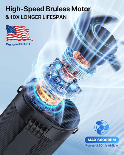 2026 Upgraded Portable Waist Fan, 4-in-1 Clip On Personal Neck Fan, 25H Long Battery Wearable Body Fan with 4 Speeds, Ultra-Lightweight Hands-Free Shirt Fan for Outdoor Work, Jobsite, Camping