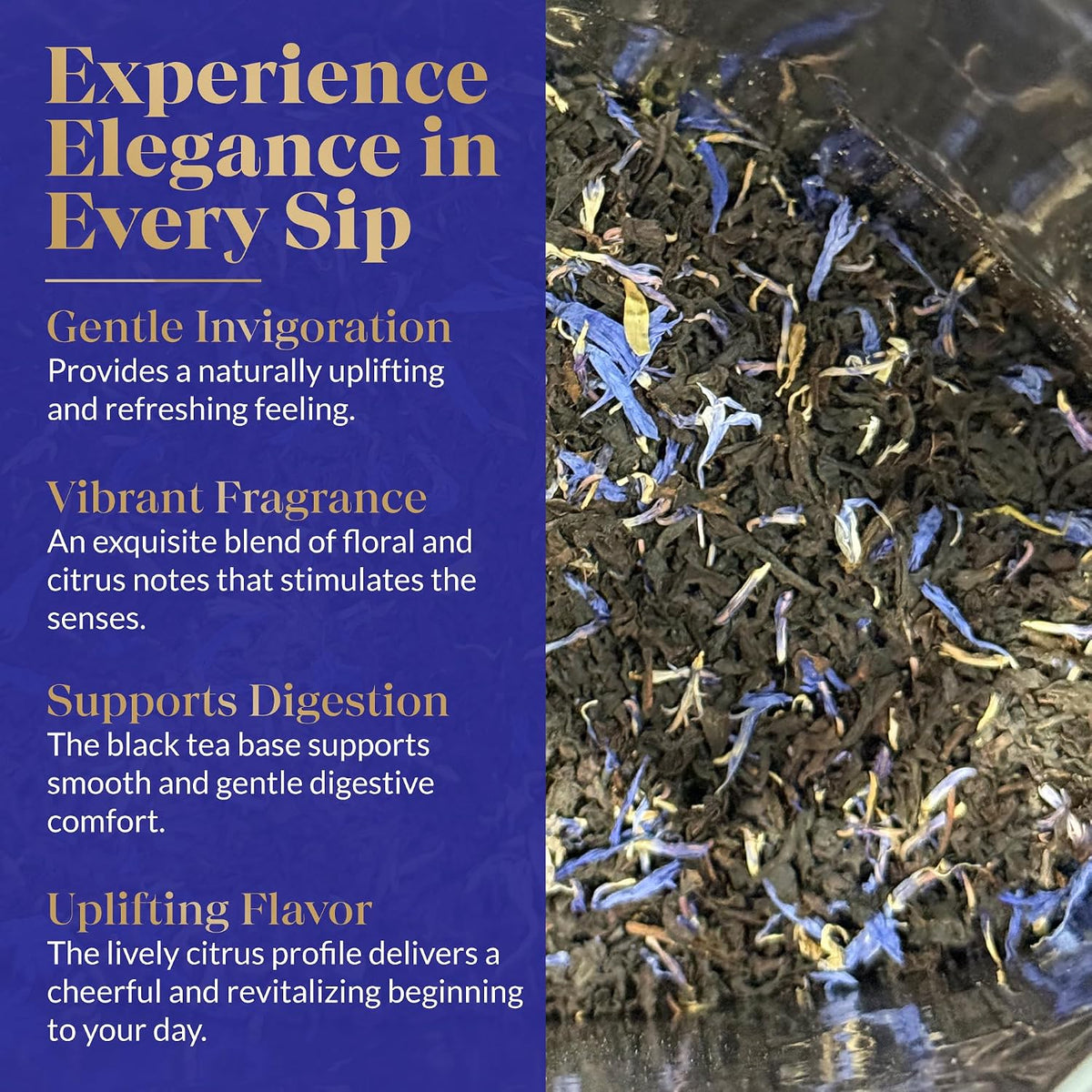 Fragrant Tales Earl Grey | 1LB (454g) | Loose Leaf Black Tea | Premium Ceylon Tea with Natural Bergamot Aroma & Blue Cornflower Petals | Strong, Smooth Flavor | Bulk Resealable Bag