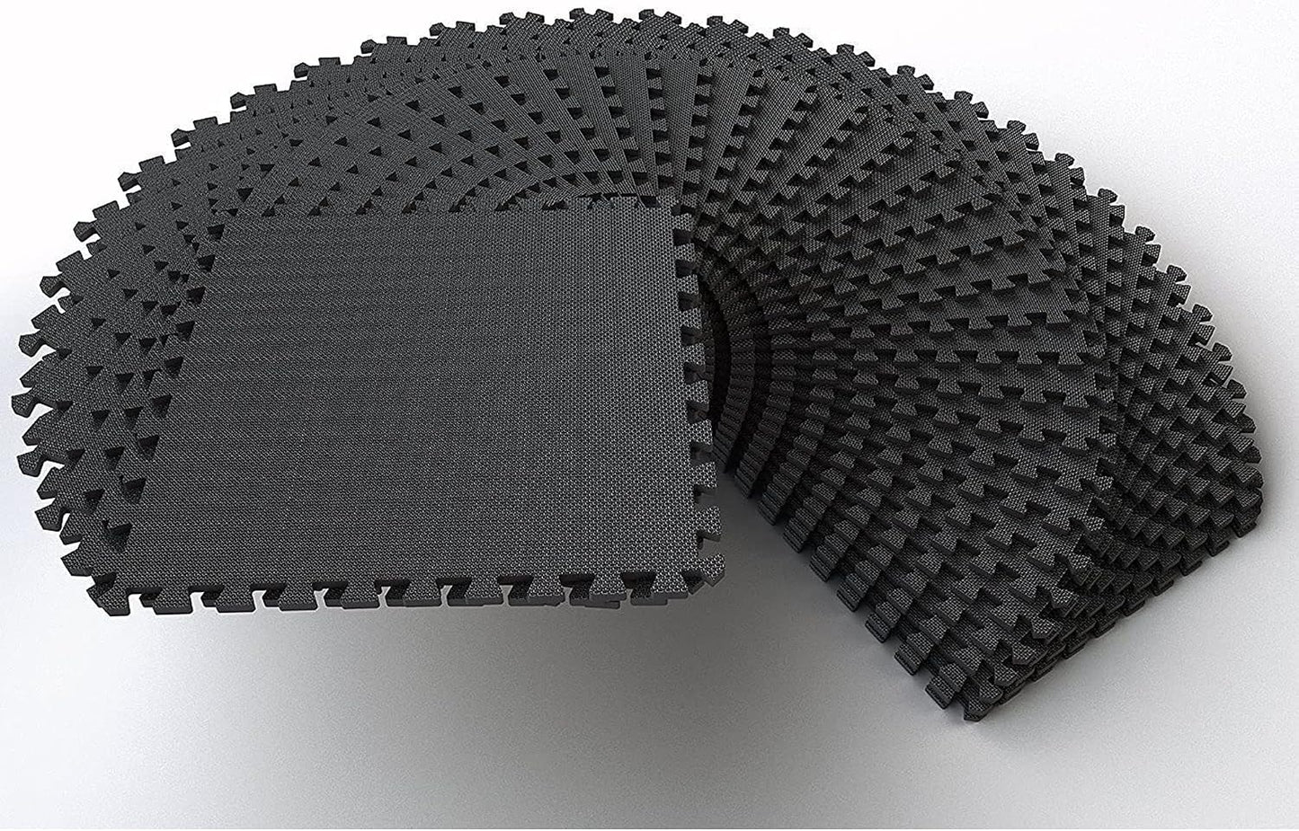 BalanceFrom Puzzle Exercise Mat 1/2" Thick, EVA Interlocking Foam Floor | Tiles for Home Gym, Mat for Home Workout Equipment, Floor Padding for Kids, Black, 24 in x 24 in x 1/2 in, 144 Sq Ft-36 Tiles