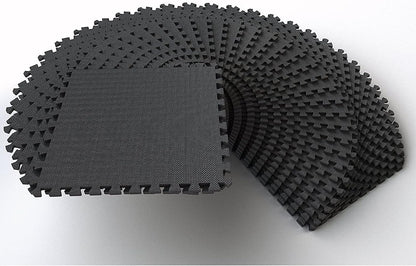 BalanceFrom Puzzle Exercise Mat 1/2" Thick, EVA Interlocking Foam Floor | Tiles for Home Gym, Mat for Home Workout Equipment, Floor Padding for Kids, Black, 24 in x 24 in x 1/2 in, 144 Sq Ft-36 Tiles