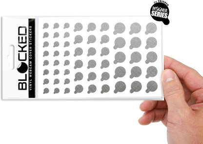 Blocked Original Vinyl Webcam Cover Stickers | Restickable & Stackable Privacy Covers | for All Camera-endable Devices | 3-Sizes | 57 Black Tabbed (Muted Matte)