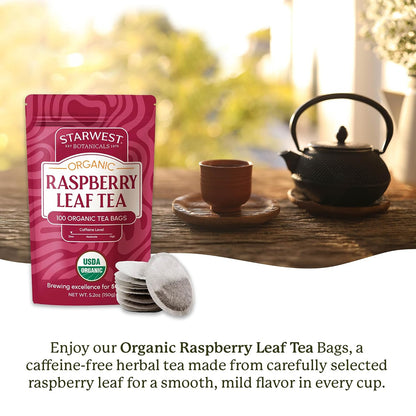 Starwest Botanicals Organic Raspberry Leaf Tea - Bulk Pack, 100 Bags