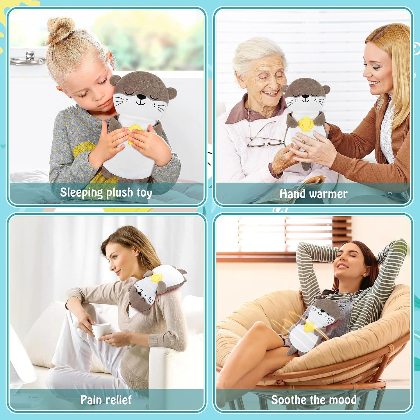 Microwave Heating Pad for Period Cramps,Otter Microwavable Heating Pad for Shoulder Neck Back Knee Pain Relief with Lavender Scented,Cute Otter Plush Toys Heat Pack for Women Kids Birthday