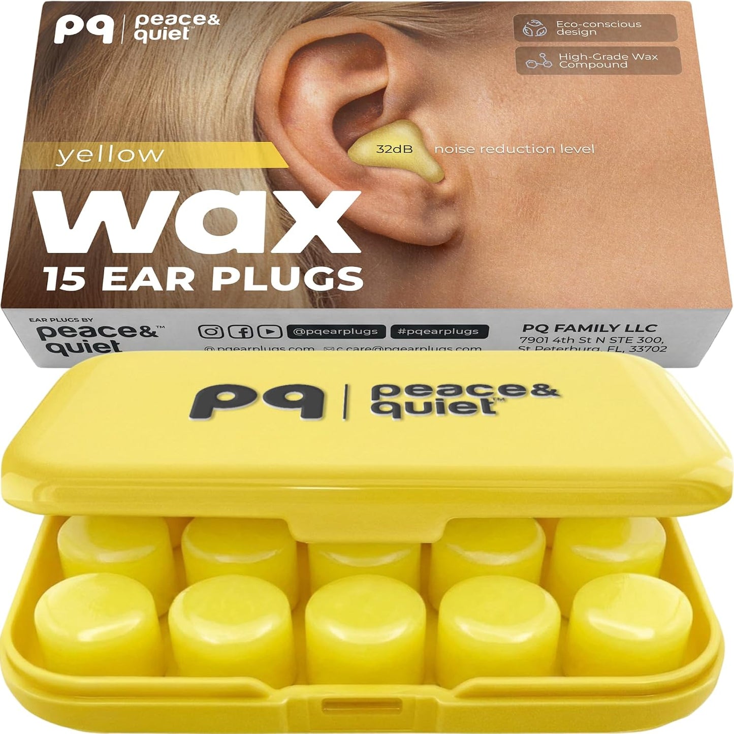 Peace&Quiet | PQ Wax Ear Plugs for Sleeping, Swimming - Soft Noise Cancelling Silicone Gel Wax Earplugs for Sleep and Swimmers, Sound Blocking Level of 32 Db, Color: Blue