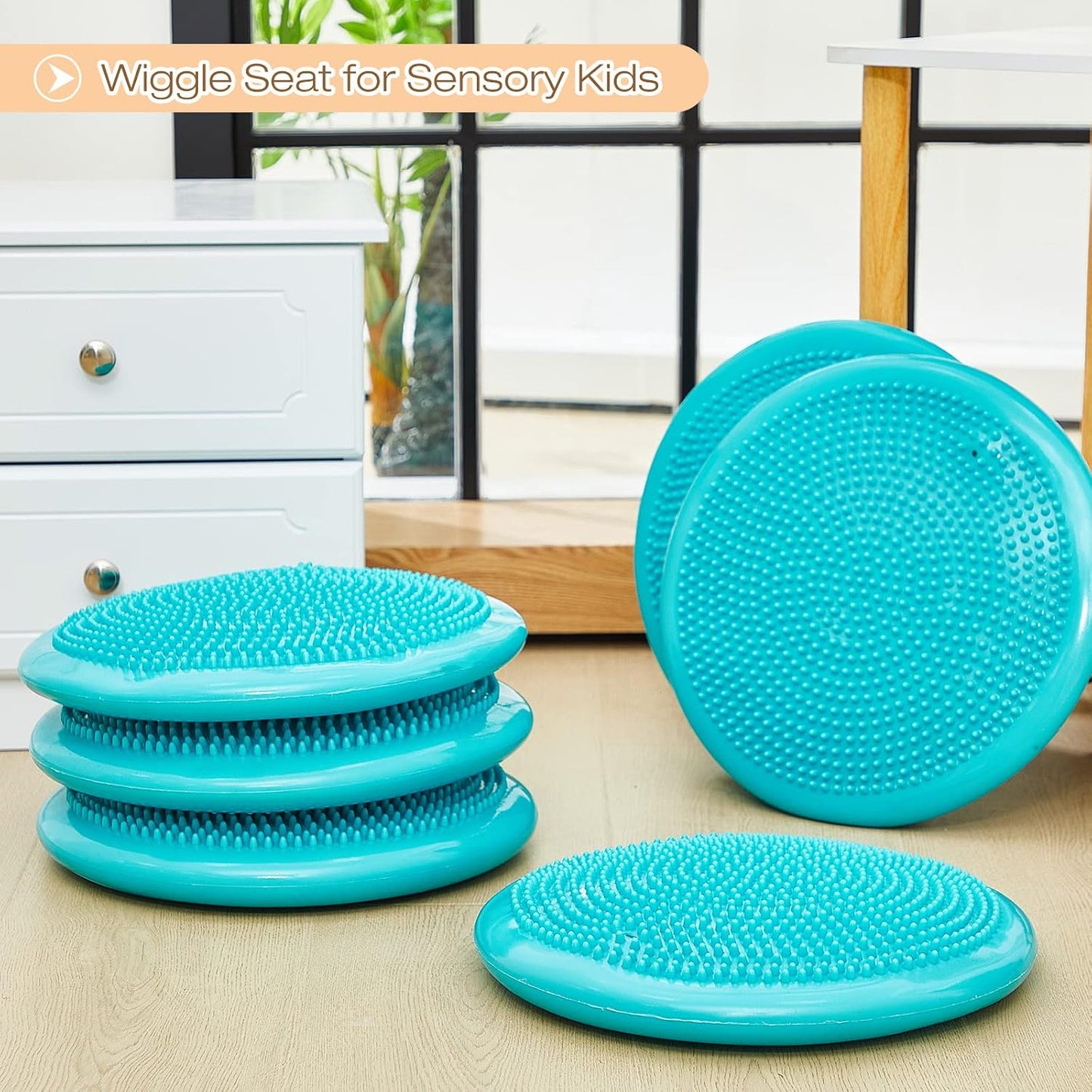 Amylove 6 Pcs Wiggle Seat Inflated Wobble Cushion for Sensory Kid 13 Inch Balance Disc Kids Flexible Seating Exercise Sensory Pad Chair Cushion for Classroom Office School (Bright)