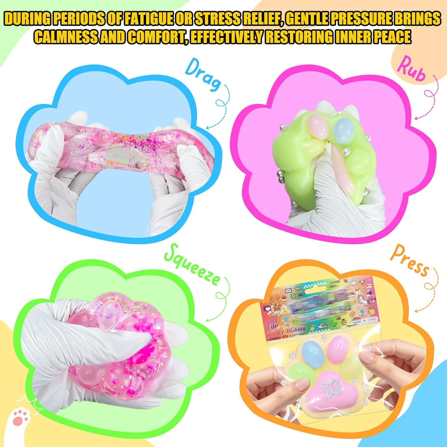 3Pcs Textured Stress Balls, Soft Sensory Fidget Toys Ball for Adults Kids, Memory Gel Squishies Toys, Anxiety Relief Squeeze Balls for Autism/ADHD, Party Favors Gifts, Prizes for Students