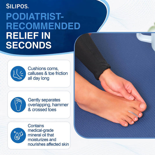 Silipos Gel Toe Separators for Bunions & Foot Relief - 15 Pack - Reusable