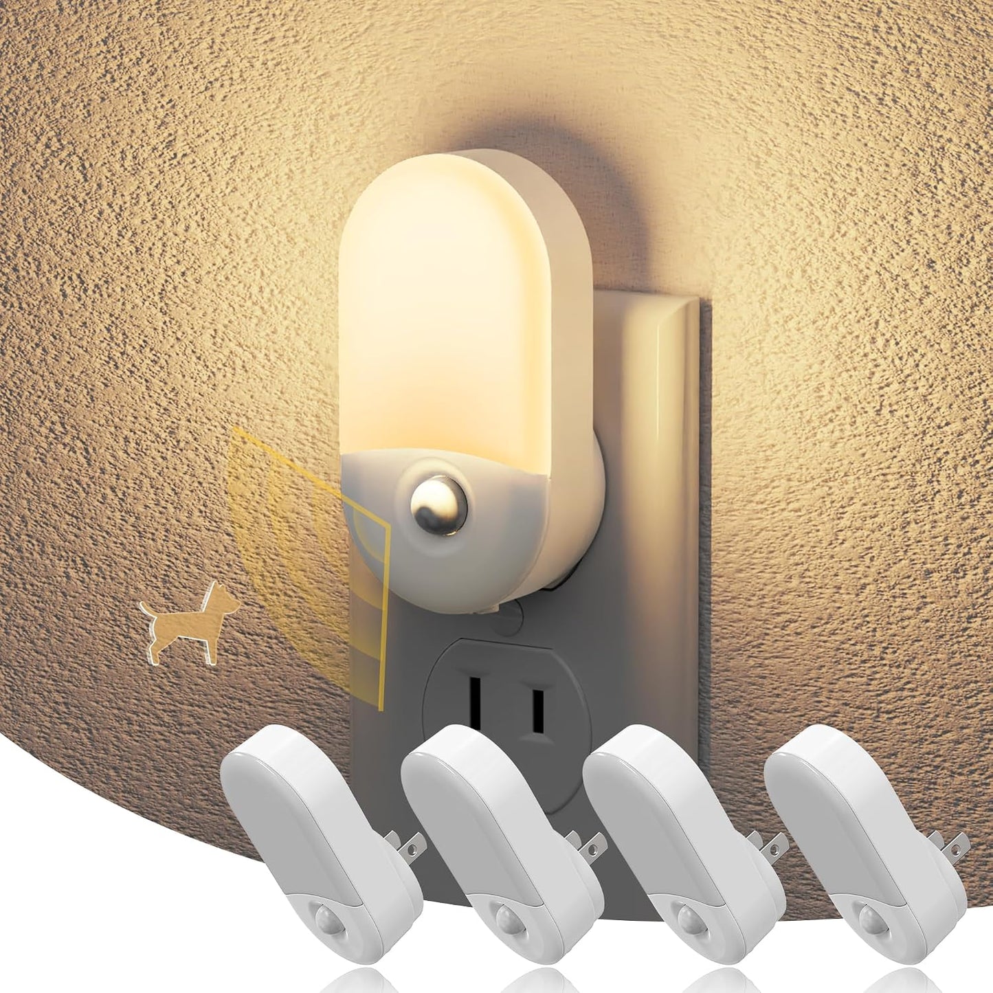 JandCase Night Light, Modern Night Lights Plug into Wall,2 Pack Dusk to Dawn Sensor Nightlight, Amber Brightness Adjustable Nightlight for Kids Bathroom Hallway Kitchen Bedroom Decor