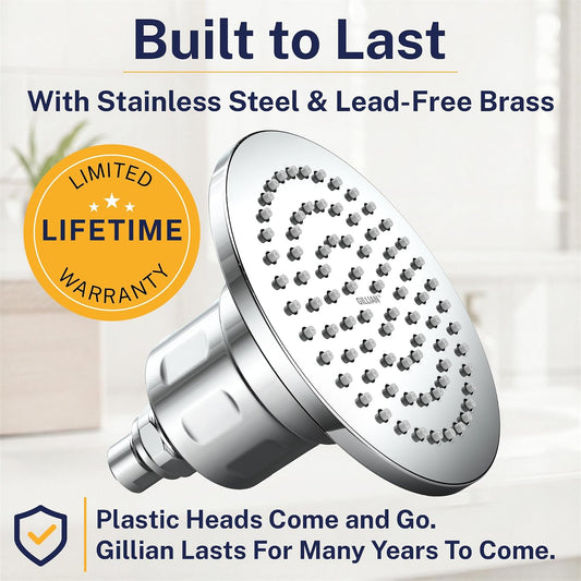 Gillian Metal Filtered Shower Head High Pressure, KDF-55 Removes Chlorine