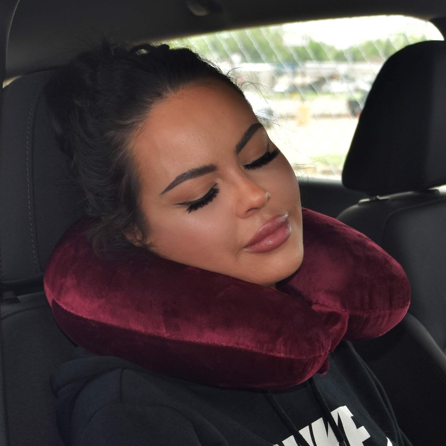 Wolf Essentials Adult Cozy Soft Microfiber Neck Pillow for Travel – Compact, Machine Washable - Perfect for Airplane, Car, or Home Use - Filled and Finished in The USA – Charcoal
