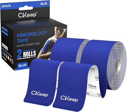 CKeep Kinesiology Tape, Uncut Premium Elastic Athletic Tape 2 Rolls, Beige | Original Cotton Latex Free Kinetic Tape, Breathable & Waterproof Sports Tape for Muscle and Joint Support, 2inch x 16ft