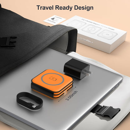 3 in 1 Charging Station for Multple Devices,Foldable 3 in 1 Wireless Charger for Travel,NANO Wireless Charging Station for iPhone17 16 15 14 13 12 Pro Max/Watch 10 9 8 7 6 5 4 3 Ultra/AirPod Pro