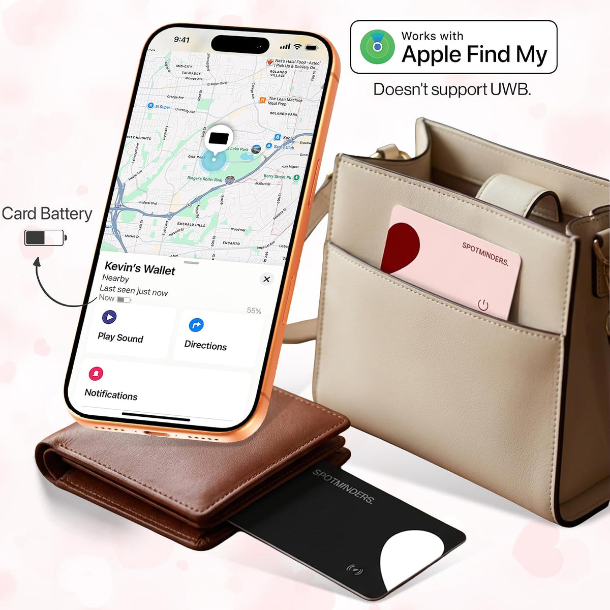 SPOTMINDERS Apple MFi Certified Wallet Tracker PRO Works with Apple Find My IP68 Rechargeable Tracking Card for Wallet Luggage Passport 0.07in Slim Credit Card Design Item Finder