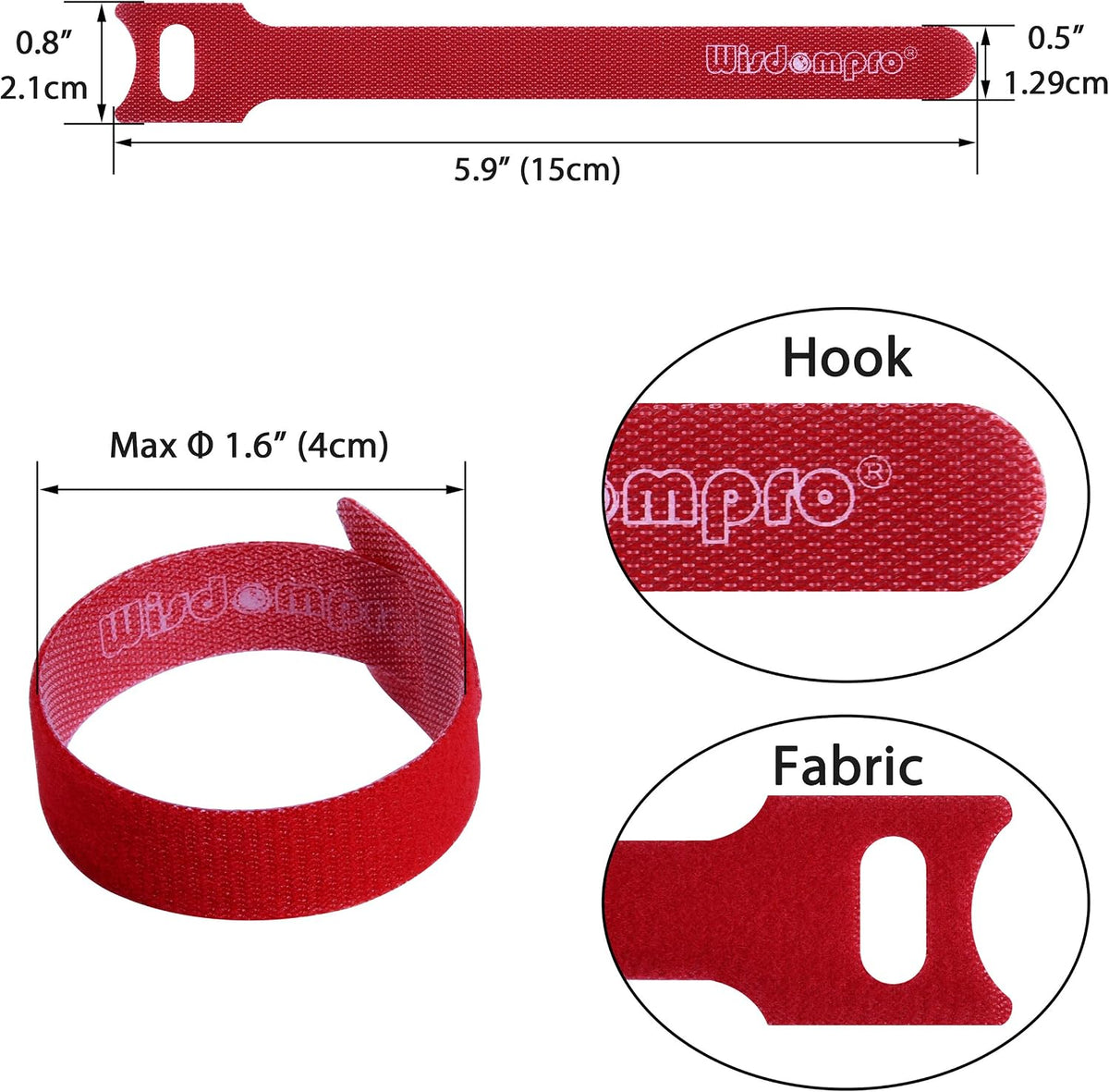 Wisdompro 20 Pcs 6 Inches Hook and Loop Cable Ties and 20 Pcs Cord Labels