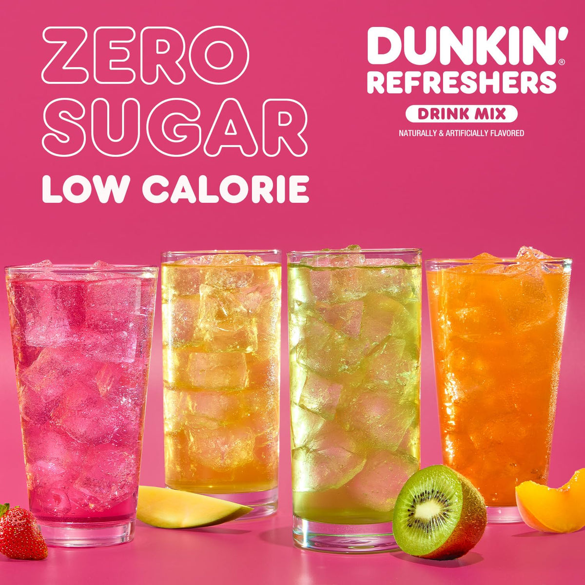 Singles To Go! Dunkin' Refreshers Green Tea Drink Mix Packets, 40 Count