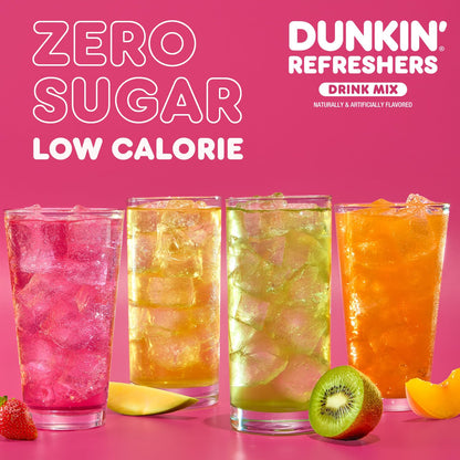 Singles To Go! Dunkin' Refreshers Green Tea Drink Mix Packets, 40 Count