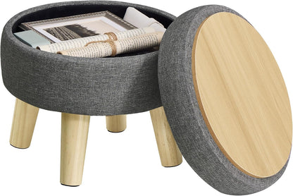 SONGMICS Foot Stool Ottoman, Small Storage Ottoman with Legs, 15.7 Inches