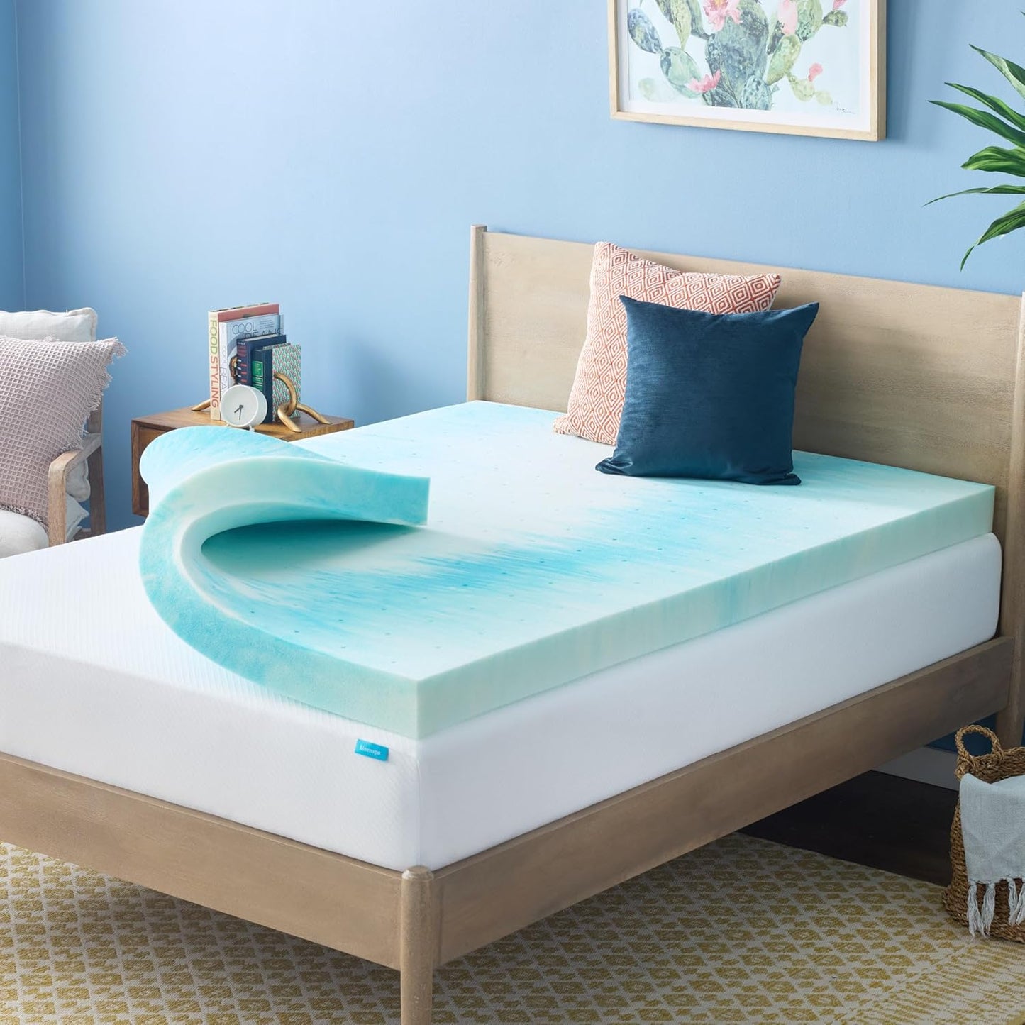 Linenspa Memory Foam Mattress Topper, Queen Size - 2 Inch Gel Infused Memory Foam - Plush Feel - Cooling and Pressure Relieving - CertiPUR Certified