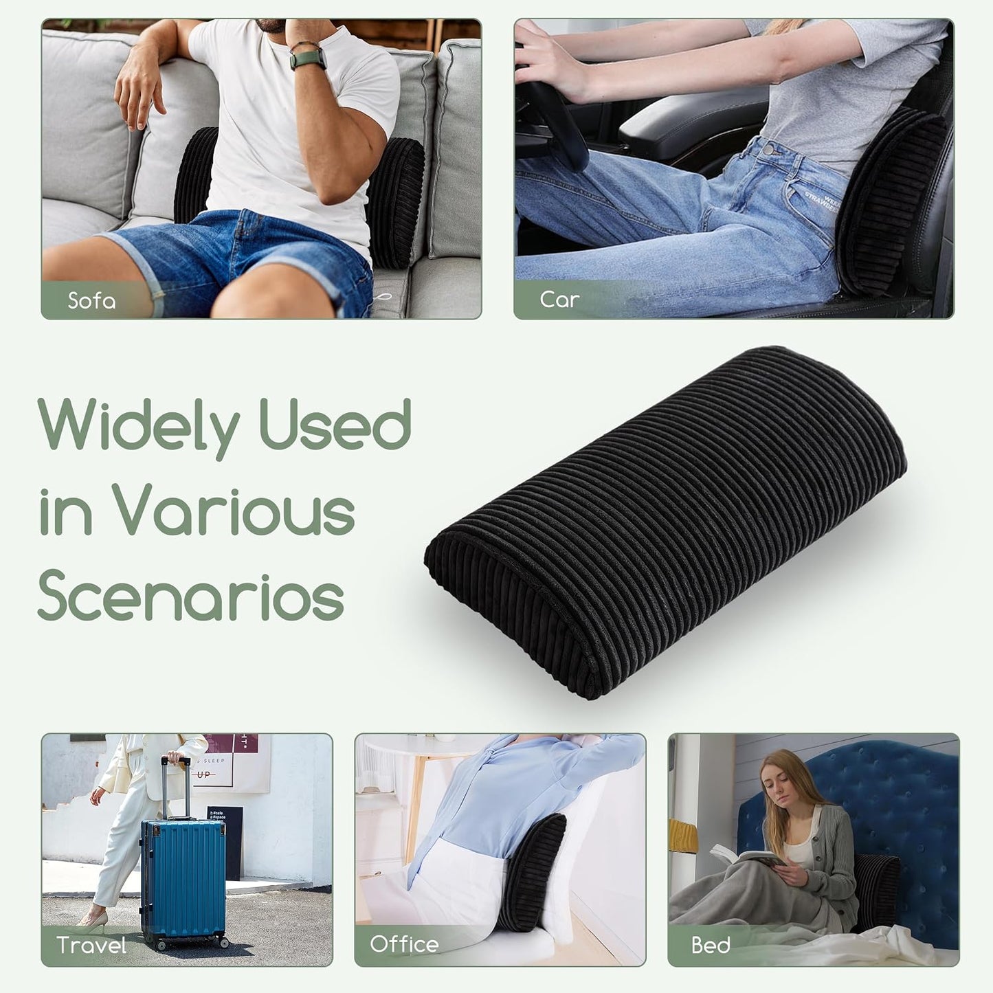 HIGOGOGO Lumbar Support Pillow for Recliner Chair/Accent Chair/Couch, Memory Foam Back Support Cushion for Elderly, Recliner Cushions for Back Rest, Pain Relief, Reading, Washable Cover, Dark Grey