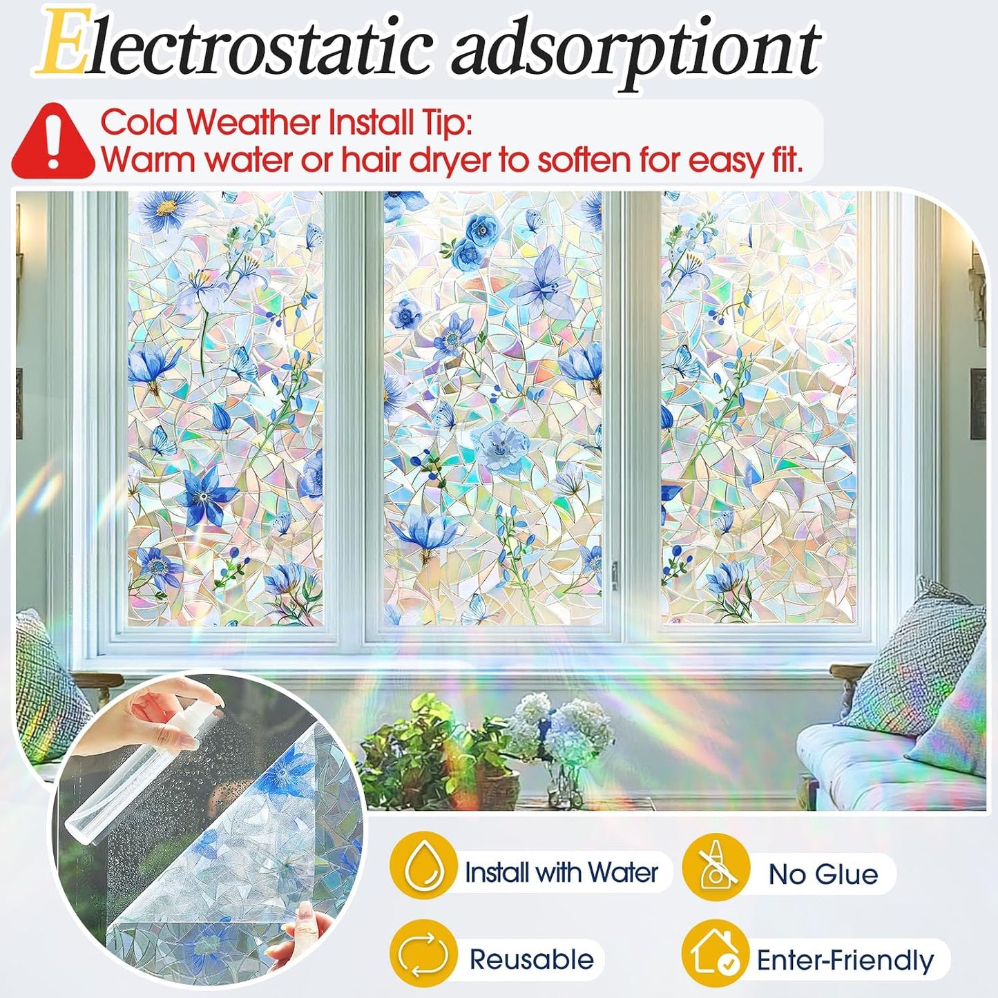 Coavas Blackout Window Privacy Film, Geometric Pattern, 11.8" x 78.7"