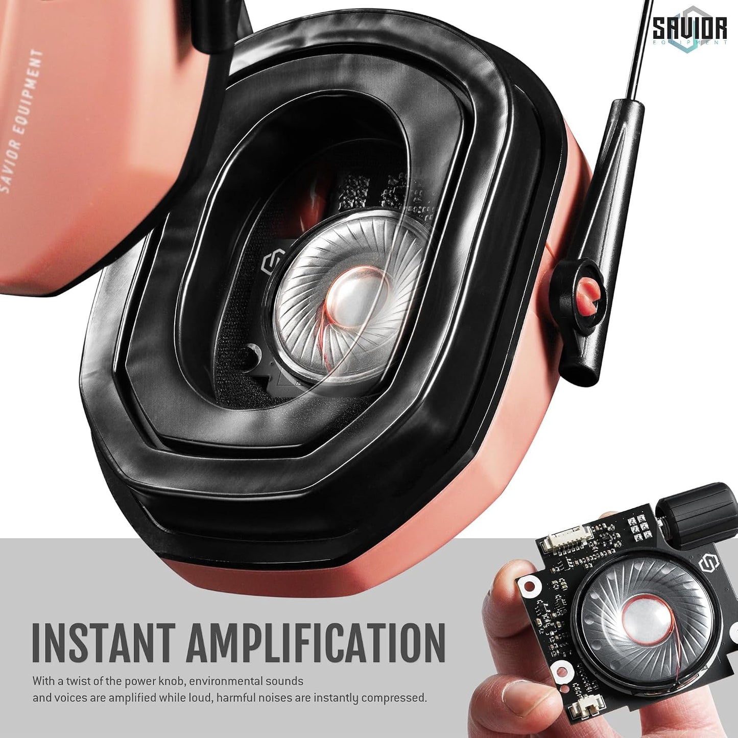 Savior Equipment Apollo Electronic Earmuffs For Shooting w/Gel Ear Pads, 24dB NRR, Noise Cancelling Ear Protection Headset
