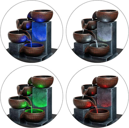Small Indoor Water Fountain, Zen Meditation Waterfall Feature with Automatic Pump & Natural River Rocks, Tabletop Waterfall Fountain for Office Living Room Bedroom, 7.48” Tall