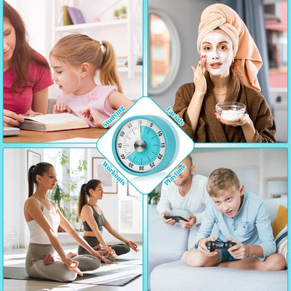Kitchen Timer, 60-Minute Visual Timer for Kids & Adults, Wind Up Timer with Magnetic Backing, Loud Ring Timers for Classroom, Study, Cooking, Exercise
