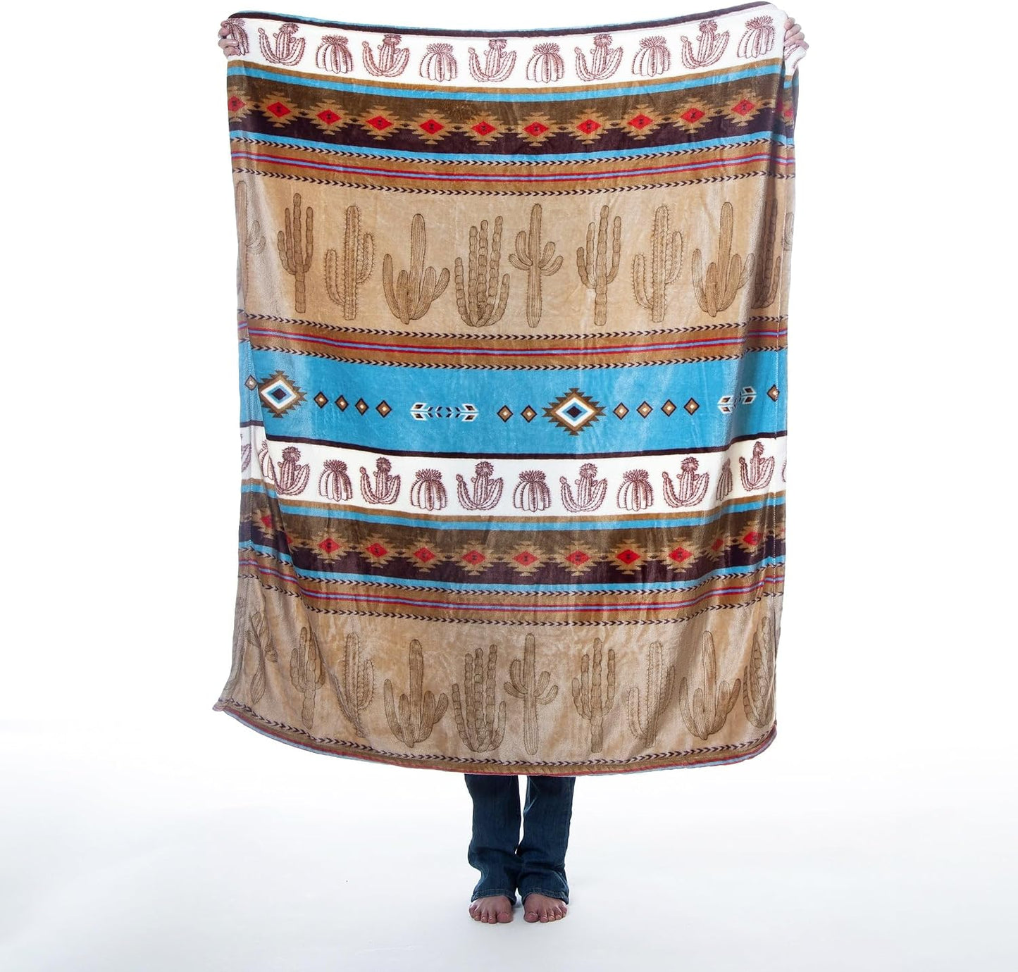 Carstens, Inc. Travel Blanket, Premium Compact 2-in-1 Airplane Blanket/Pillow, Open Sky Blue Aztec