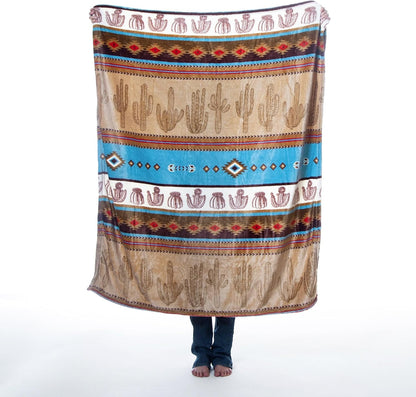 Carstens, Inc. Travel Blanket, Premium Compact 2-in-1 Airplane Blanket/Pillow, Open Sky Blue Aztec